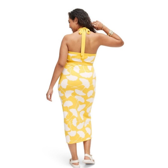 Halter Tie Neck Ginkgo Yellow Sweaterknit Midi Dress - DVF for Target - Picture 3 of 3